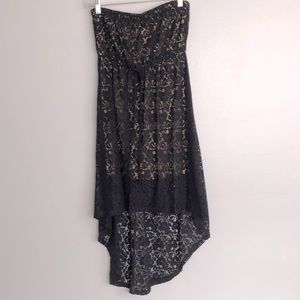 Juniors -Small, Strapless dress. Blackw/tan under
